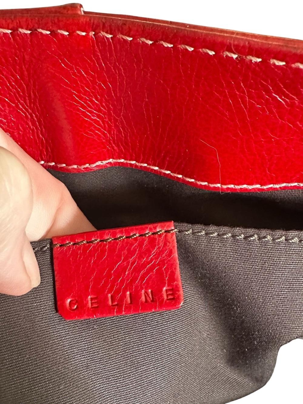 Authentic Celine Boogie Red Leather Satchel Tote Bag Italy - Picture 14 of 17